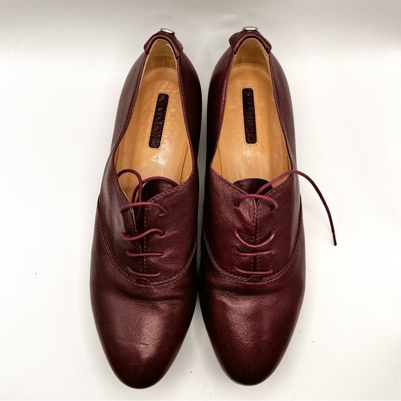 BURGUNDY LONGCHAMP LEATHER LOAFERS - Picture 2 of 14